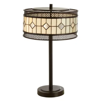Tiffany Glass Shade Geometric Table Lamp