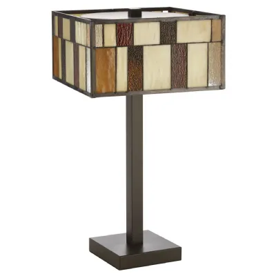 Textured Rustic Bronze Cutout Glass Table Lamp