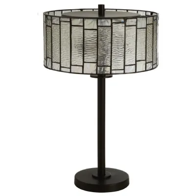 Textured Geometric Stained Glass Deco Table Lamp
