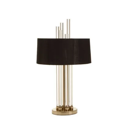 Crystal Base Modern Table Lamp With Black Drum Shade