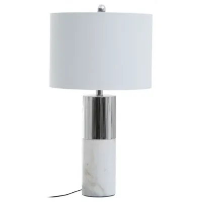 Contemporary Luxe Marble Base Chrome Table Lamp