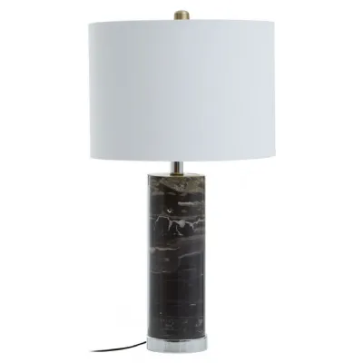 Luxe Black Marble Chrome Base Boutique Table Lamp