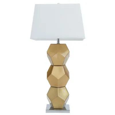 Boutique Contemporary Chrome Base Ivory Shade Table Lamp