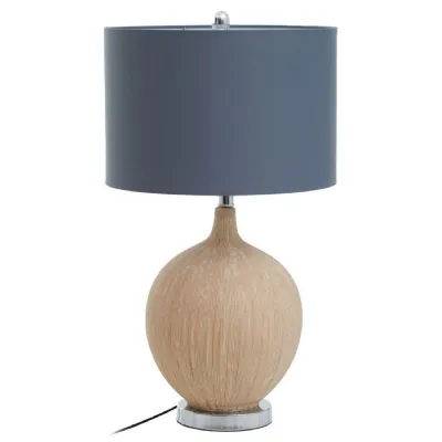 Contemporary Chrome Finish Grey Shade Table Lamp