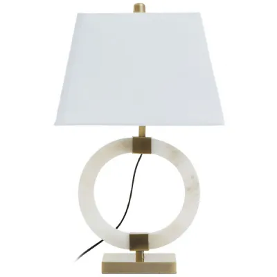 Contemporary Geometric Ringed White Shade Table Lamp