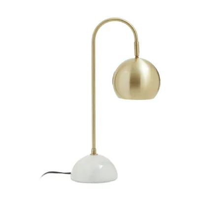 Slim Gold Metal Round Marble Base Table Lamp