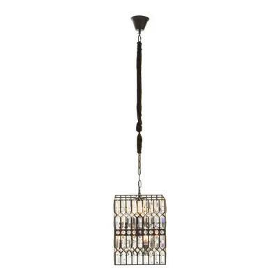 Geometric Sturdy Black Finish Crystal Chandelier