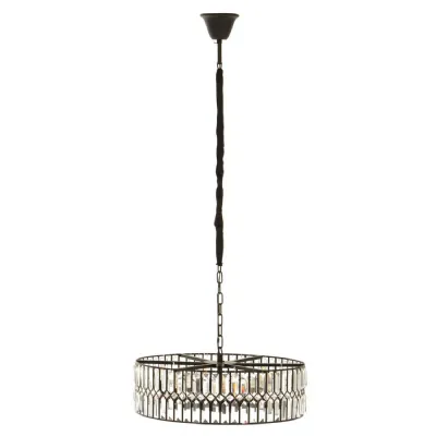 Geometric Pristine Glass Panel Black Finish Chandelier