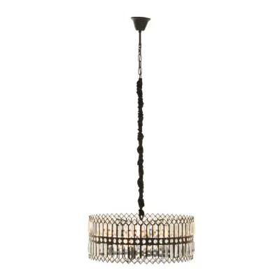 Glass Panel Bevelled Black Finish Chandelier
