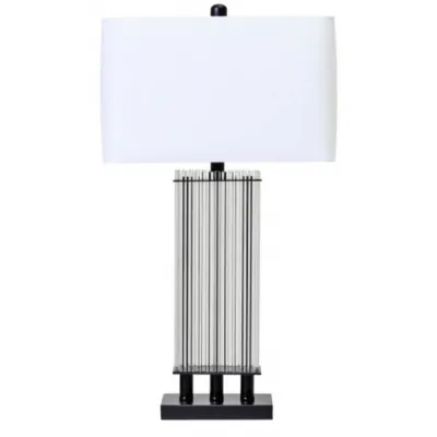 Matte Black Clear Glass Table Lamp