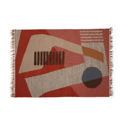 Abstract Geometric Rug with Fringing