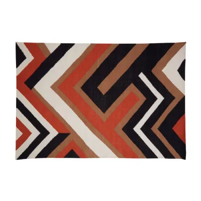 Geometric Warm Toned Maze Pattern Rug