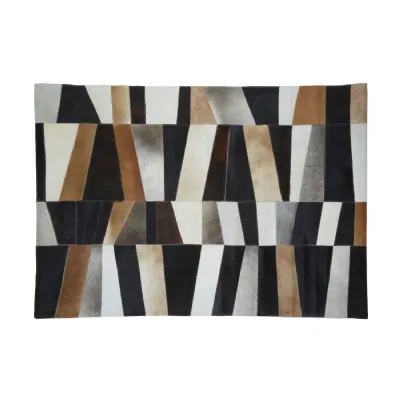 Large Abstract Patchwork Striped Rug