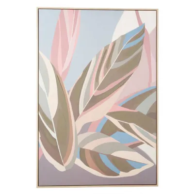 Abstract Pastel Leaves Design Canvas