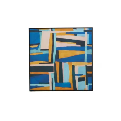 Abstract Square Blue Brush Strokes Painting