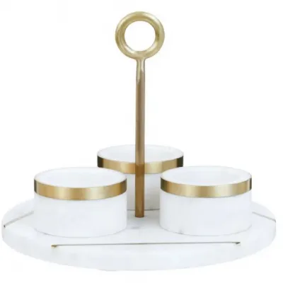 Omari Marble Condiment Set With White Tray