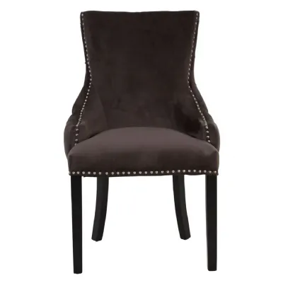 Modern Mink Button Back Velvet Dining Chair