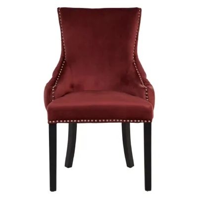 Modern Maroon Button Back Velvet Dining Chair