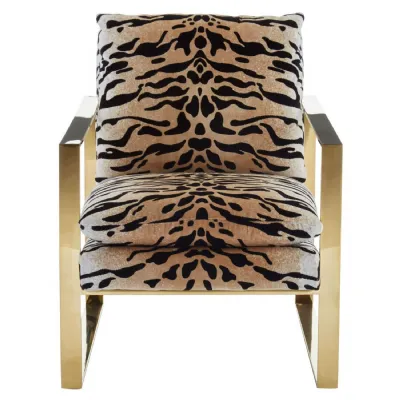 Tiger print gold finish chair