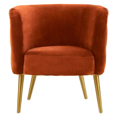 Contemporary Orange Fabric Tub Chair