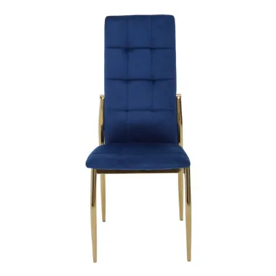 Contemporary Blue Velvet High Back Chair