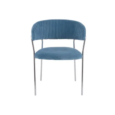 Modern Blue Chrome Finish Dining Chair