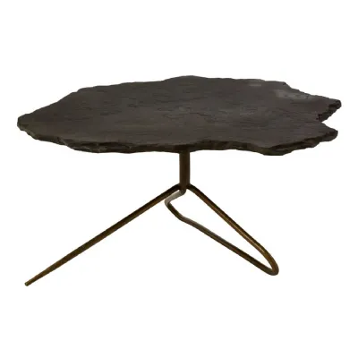 Rough Hewn Black Stone Boho Coffee Table