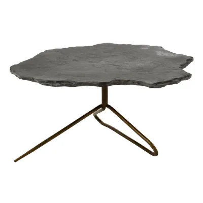 Rough Hewn Grey Stone Boho Coffee Table