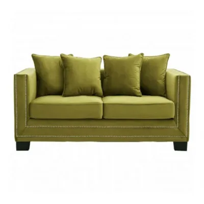 Green Modern Studded Sofa 2 Seat