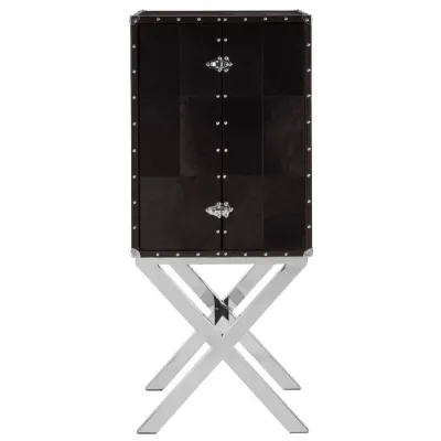 Kensington Black Leather Drinks Cabinet