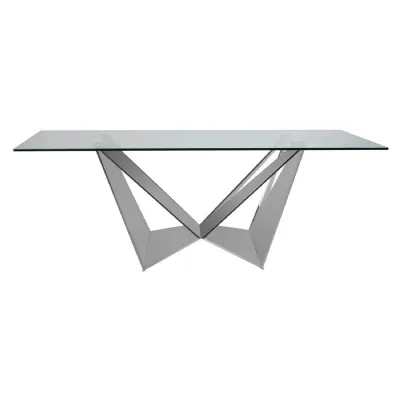 Modern Chrome and Glass Dining Table