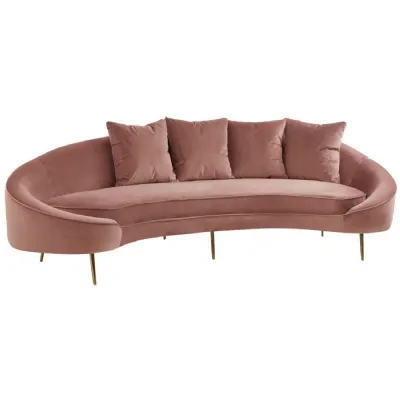 Oyster Pink Curved Four Seat Sofa With Loose Cushions