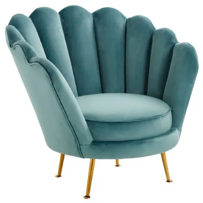 Ovala Blue Art Deco Shell Chair