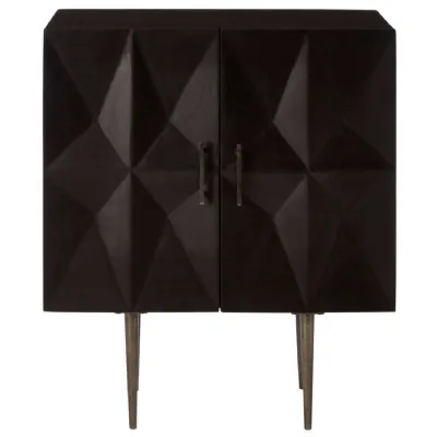 Carved Diamond Pattern Cabinet in Black Mango Wood