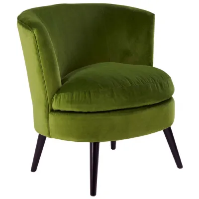 Cotton Velvet Green Round Armchair
