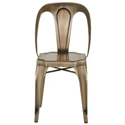 Modern Industrial Brass Finish Metal Chair