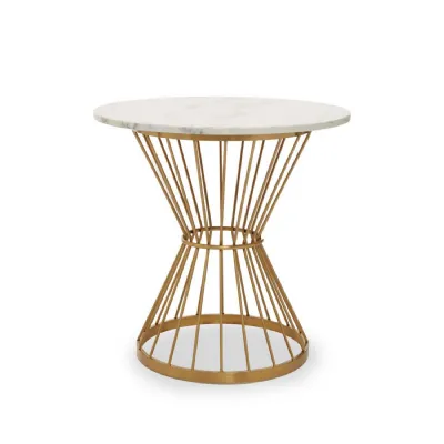 Round White Marble Top Hourglass Dining Table