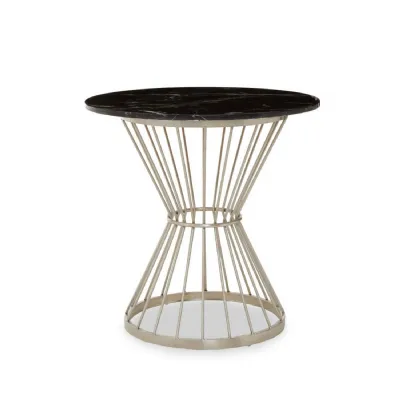 Black Marble Round Table with Wireframe Base