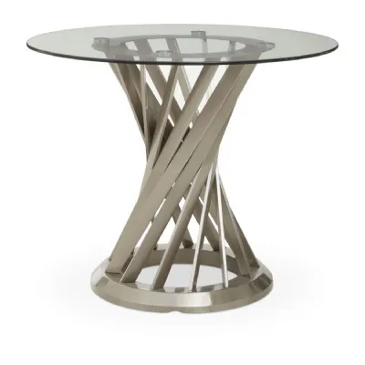 Silver Twisted Based Round Clear Glass Top Dining Table