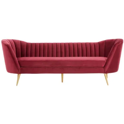 Binky 3 Seat Wine Red Velvet Sofa