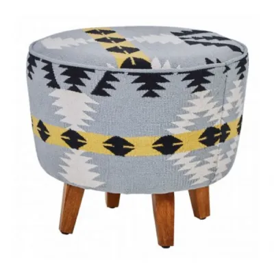 Round Multi Colour Zig Zag Stool