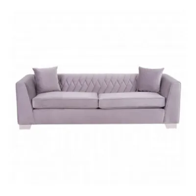 Contemporary Rashika 3 Seat Grey Velvet Sofa