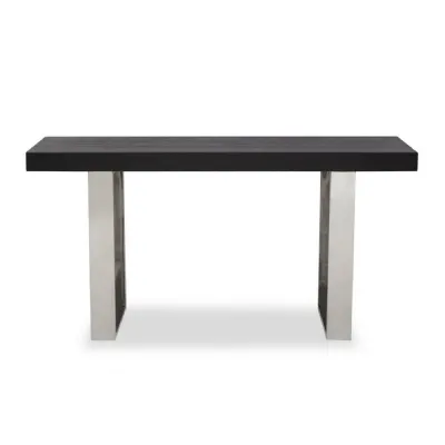 Monochrome Stainless Steel Base Wood Top Console