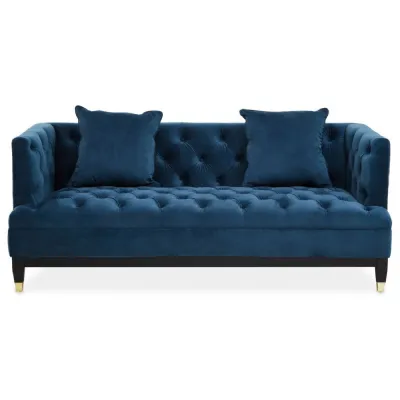 Classic Sefira Two Seat Navy Fabric Sofa