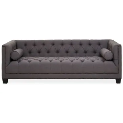 Surina Buttoned 3 Seat Grey Fabric Sofa