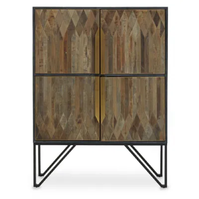 Zarina Geometric Recycled Wood Cabinet