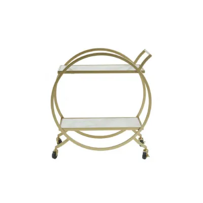 Avantis Gold Trolley With White Marble Shelves