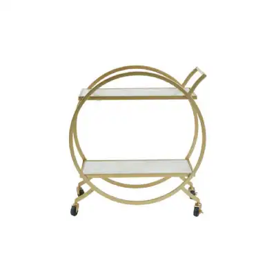 Avantis White Marble and Gold 2 Tier Trolley