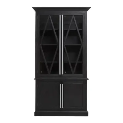 Lyon French 4 Door Black Finish Cabinet