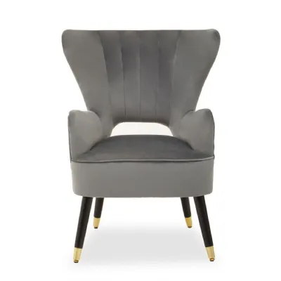 Luxe Mid Century Grey Velvet Armchair